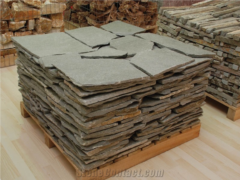 Polygonal Slate Kavalas Flagstone, Kavalas Grey Slate Flagstone