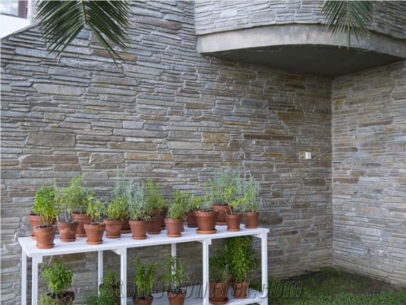 Stenari Kavalas Slate, Walling, Kavalas Grey Slate Ledge Stone