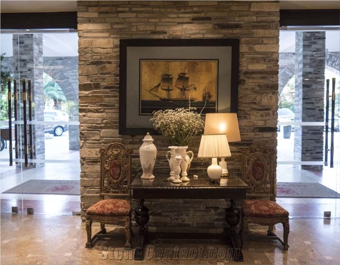 Stenari Kavalas Slate, Walling, Kavalas Grey Slate Ledge Stone