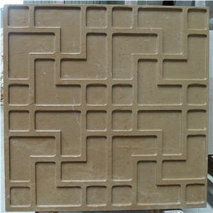 3d Golden Century Beige Marble Feautre Wall Panel, Beige Limestone Wall Panel