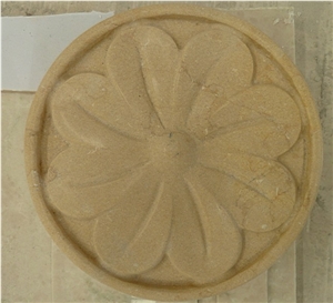 3D Round Beige Marble Feature Wall Panel, Beige Limestone Wall Panel