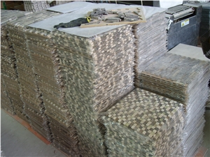 Grey Marble Mix Beige Travertine Glass Mosaic
