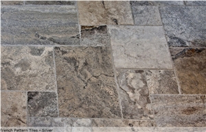 Filled and Honed Silver Travertine French Pattern, Turkey Grey Travertine
