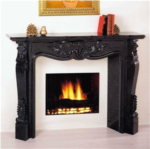 Black Galaxy Granite Fireplace
