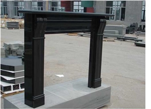 China Polished Black Granite Fireplace Mantel