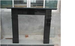 China Polished Black Granite Fireplace Mantel