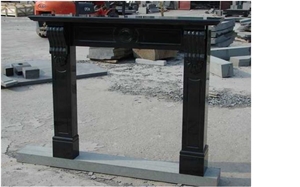 China Polished Black Granite Fireplace Mantel