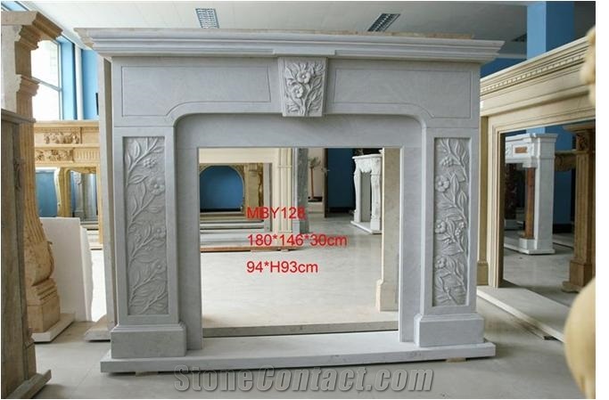 White Jade Marble Fireplace Mantel
