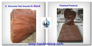 Romantic Red Tombstones for Europe, Popular Polishing Granite Tombstone