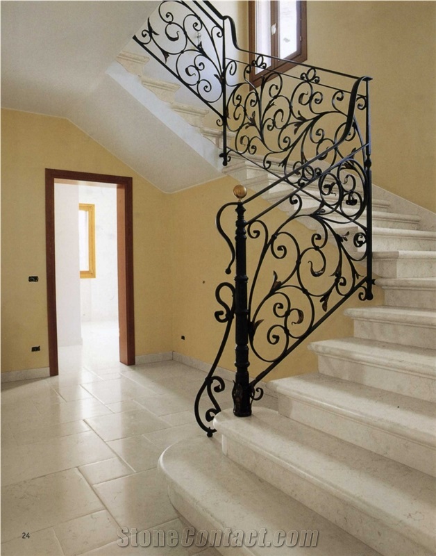 Bianco Perlino Limestone Stairs, Bianco Perlino White Limestone Stairs
