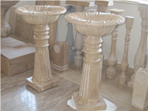 Armenia Gold Travertine Pedestal Basin, Armenia Gold Yellow Travertine Pedestal Basin