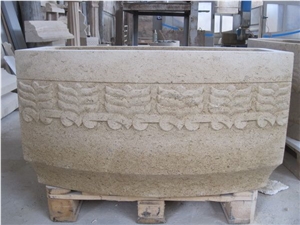 Travertine Carved Solid Bath Tub, Top Beige Travertine Bath Tub