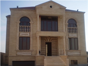 Travertine Stone Building, Walling Facade, Forest Beige Travertine Walling