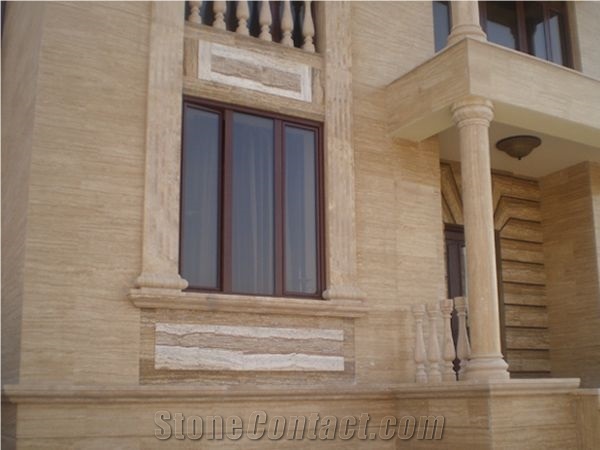 Travertine Stone Building, Walling Facade, Forest Beige Travertine Walling