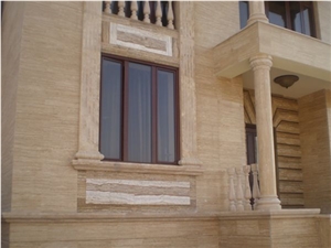 Travertine Stone Building, Walling Facade, Forest Beige Travertine Walling