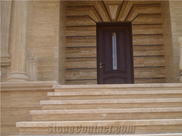 Travertine Stone Building, Walling Facade, Forest Beige Travertine Walling
