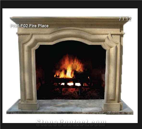 Beige Travertine Fireplace Mantel