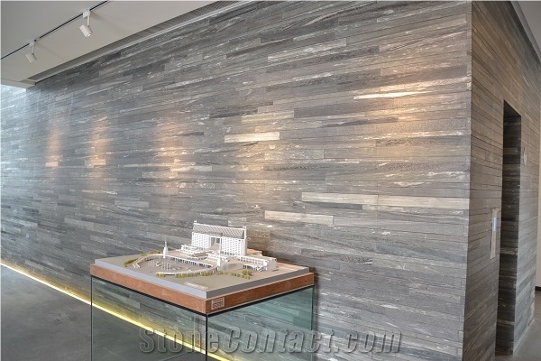 Vals Quartzite - Layered Masonry, Switzerland Grey Quartzite Slabs & Tiles