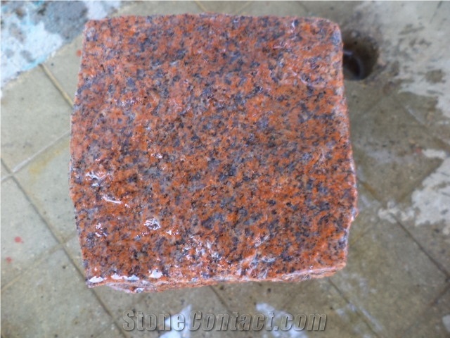 Red Granite Cobble , Red Granite Paver Stone,