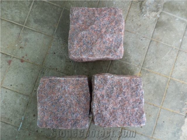 Red Granite Cobble , Red Granite Paver Stone,