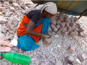 Red Granite Cobble , Red Granite Paver Stone,