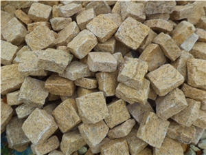 Yellow Granite Cobble, Granite Pavers,Granite Cubes , Gold Cobble Stone