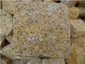 Yellow Granite Cobble, Granite Pavers,Granite Cubes , Gold Cobble Stone