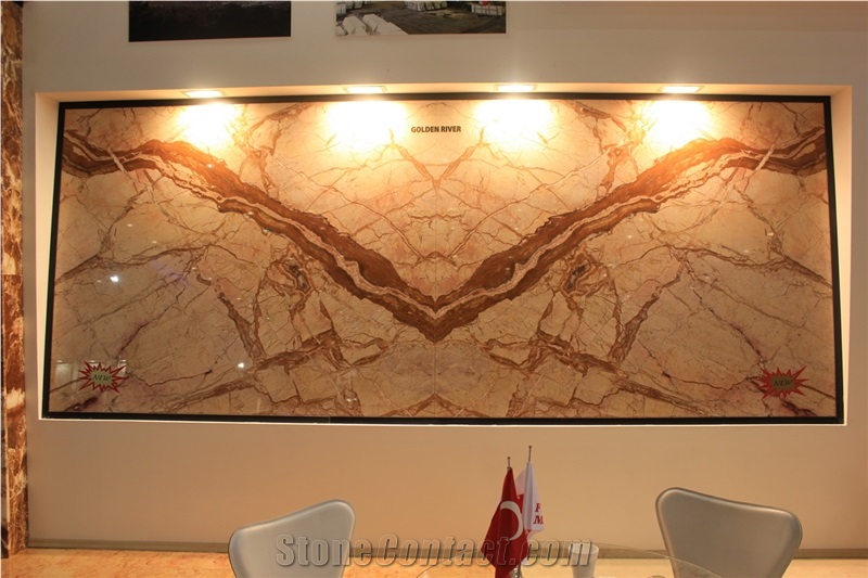 Golden River Marble Slabs, Tiles, Yellow River Marble
