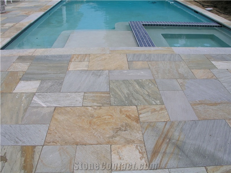 Golden White Quartzite Pool Pavers