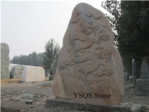 Beatiful Deer Statue Sculpture Landscaping Stone, Sunset Glow Red Marble Garden, Palisade