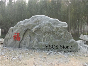 Granite Sculptured Garden Stones, Green Granite Garden Stones