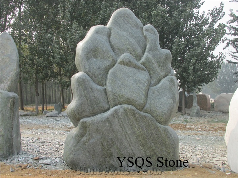 Granite Sculptured Garden Stones, Green Granite Garden Stones