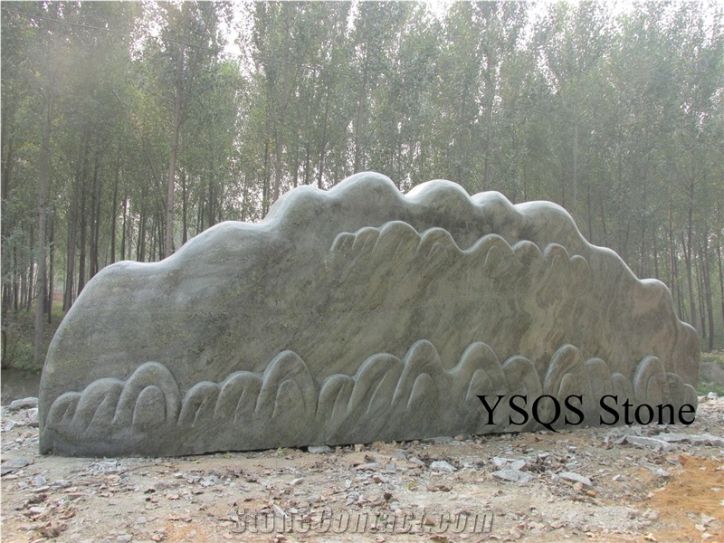 Granite Sculptured Garden Stones, Green Granite Garden Stones