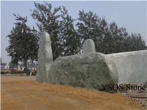 Granite Sculptured Garden Stones, Green Granite Garden Stones