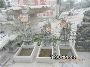 Indoor Stone Fountain Carving, Cloudy Rosa Red Marble Fountain