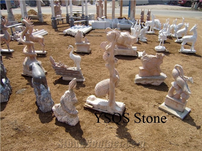 Beige Marble Animal Sculptures