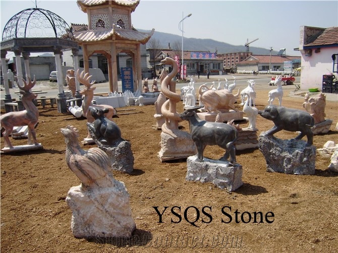 Beige Marble Animal Sculptures