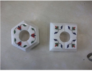 Ash Trays with White Marble Inlay, Taj White Marble Home Decor