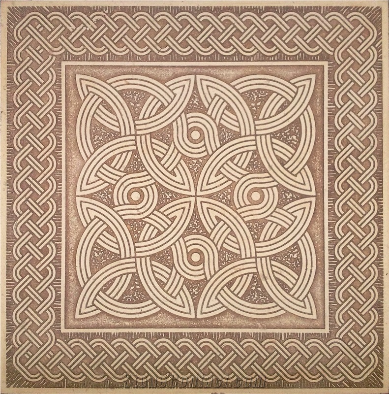 Etched Stone Decors, Brown Travertine Medallion