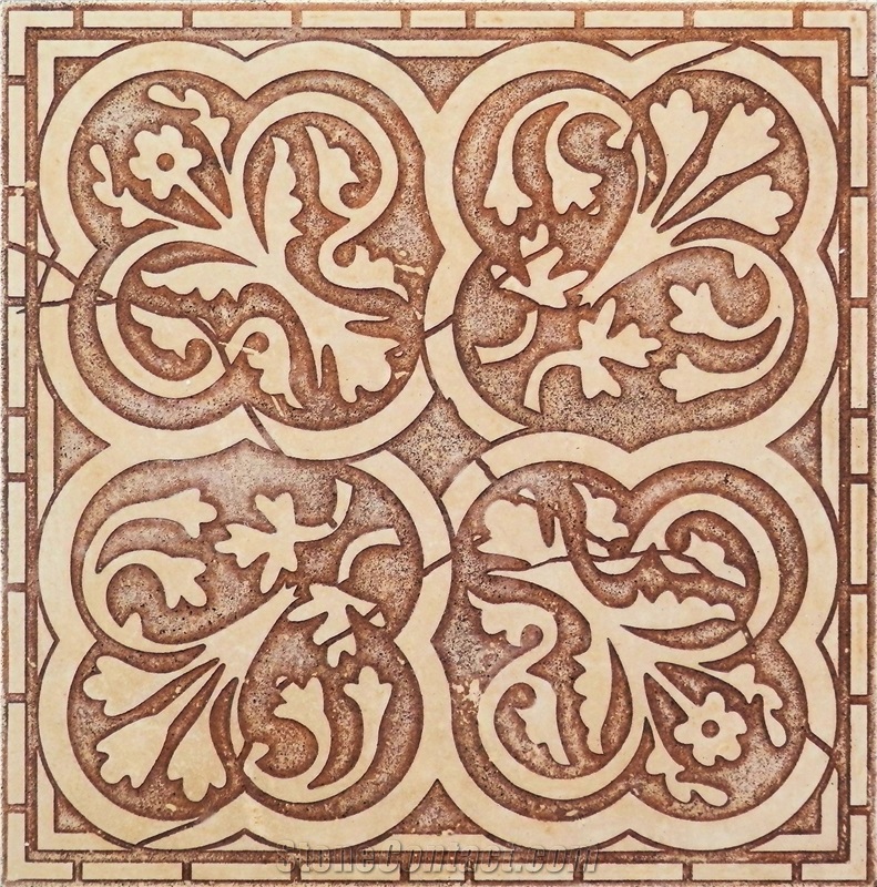 Etched Stone Decors, Brown Travertine Medallion