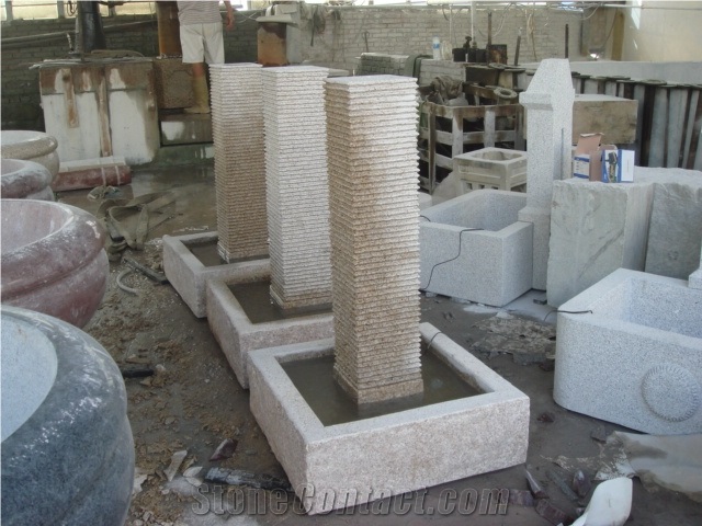 G682 Wall Mounted Fountain Wall Fountain, G682 Yellow Granite Wall Mounted Fountain