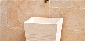 Crema Bello Limestone Bilbao Bowl, Crema Bello White Limestone Bowl