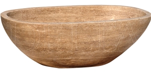 Noce Travertine Barcelona Bathtub, Brown Travertine