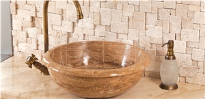 Noce Travertine Berlin Sink, Noce Brown Travertine Sink