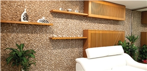 Noce Travertine Cubic Split Face Mosaic 23x23mm, Brown Travertine