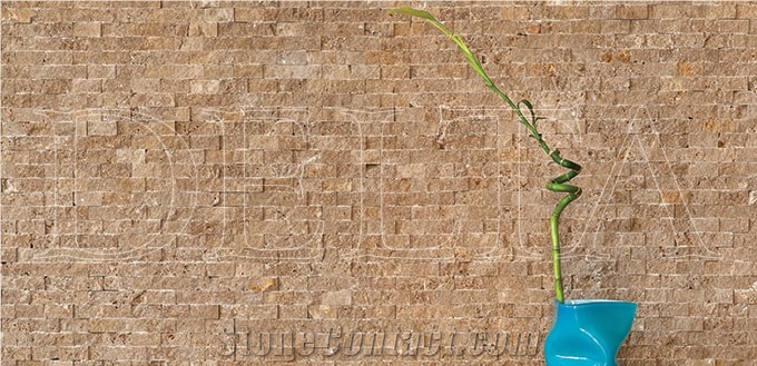 Noce Travertine Cubic Split Face Mosaic 23x23mm, Brown Travertine