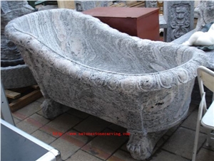 China Juparana Granite Carved Solid Bath Tub