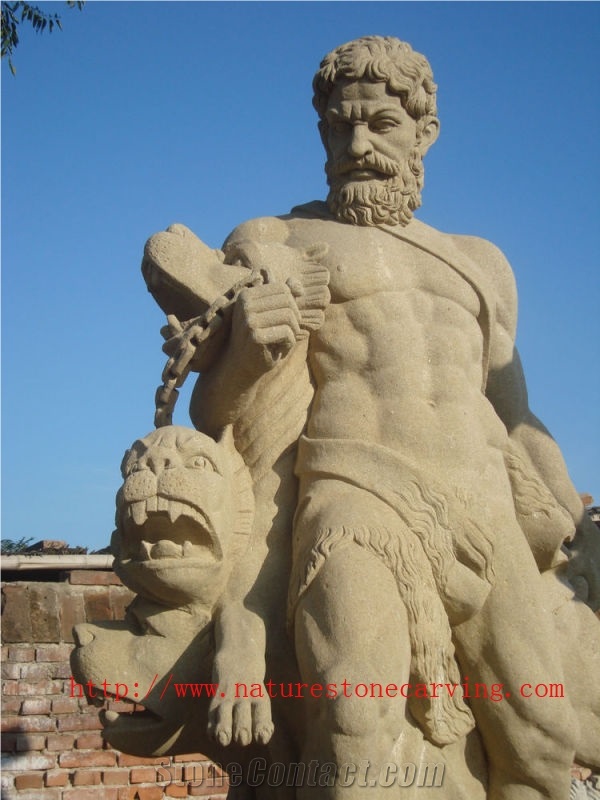 Marble Sculpture Statue, Beige Sandstone Sculpture