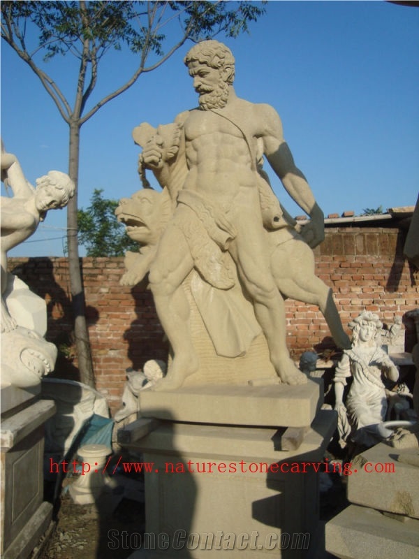 Marble Sculpture Statue, Beige Sandstone Sculpture