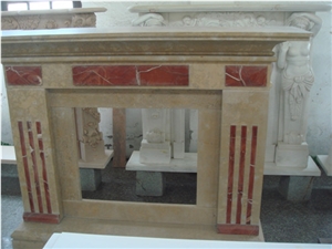 Fireplace Mantel Beige Marble